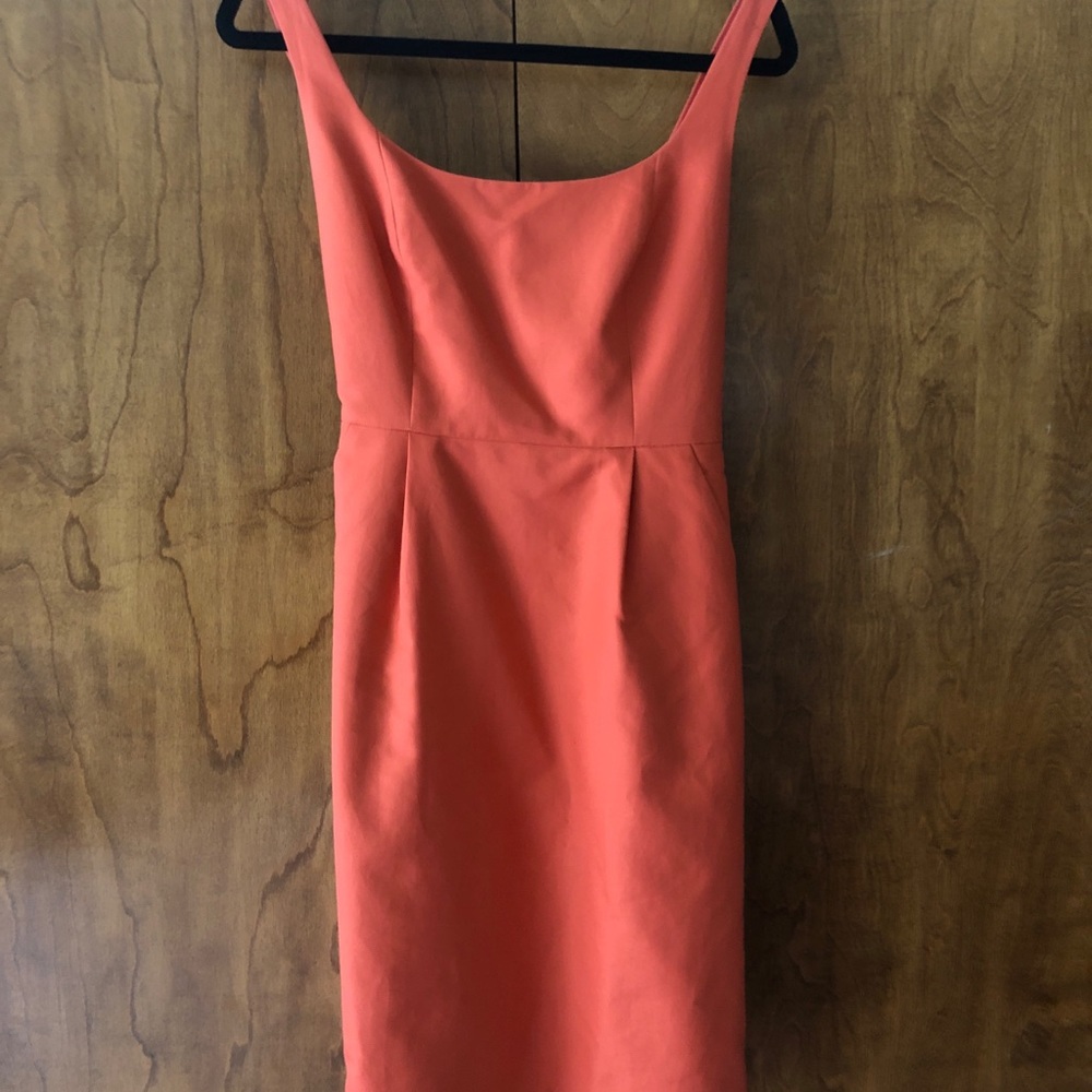 Orange JCrew tie dress with pockets